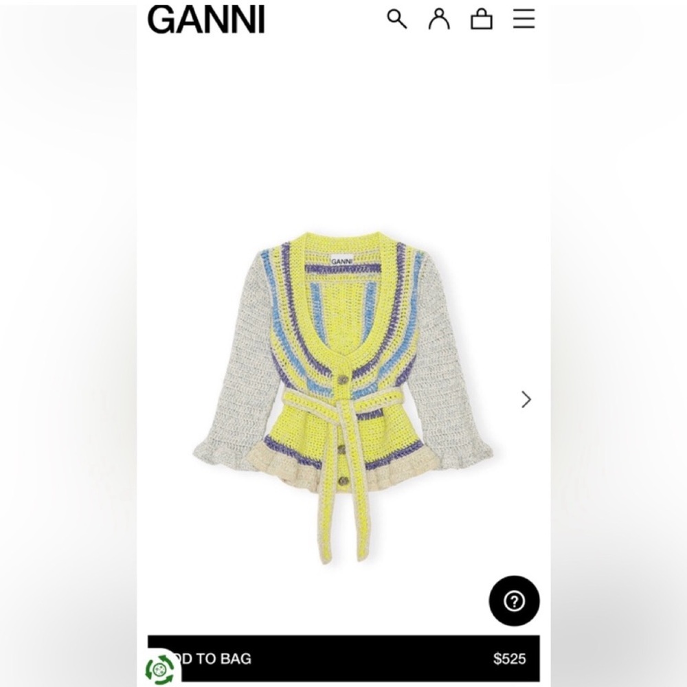 Ganni Novelty Crochet Belted Cardigan